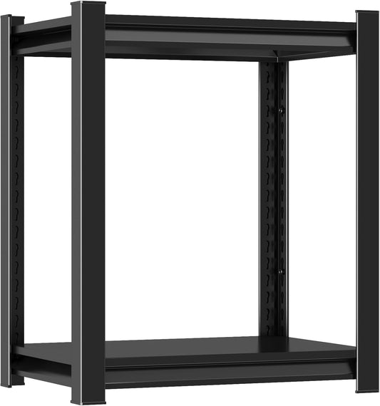 Metal Garage Shelving Unit, 2-Tier Adjustable Storage Shelf, Steel Shelving, Industrial Shelves for Heavy Tools and Equipment (22" H x 20" W x 14" D)