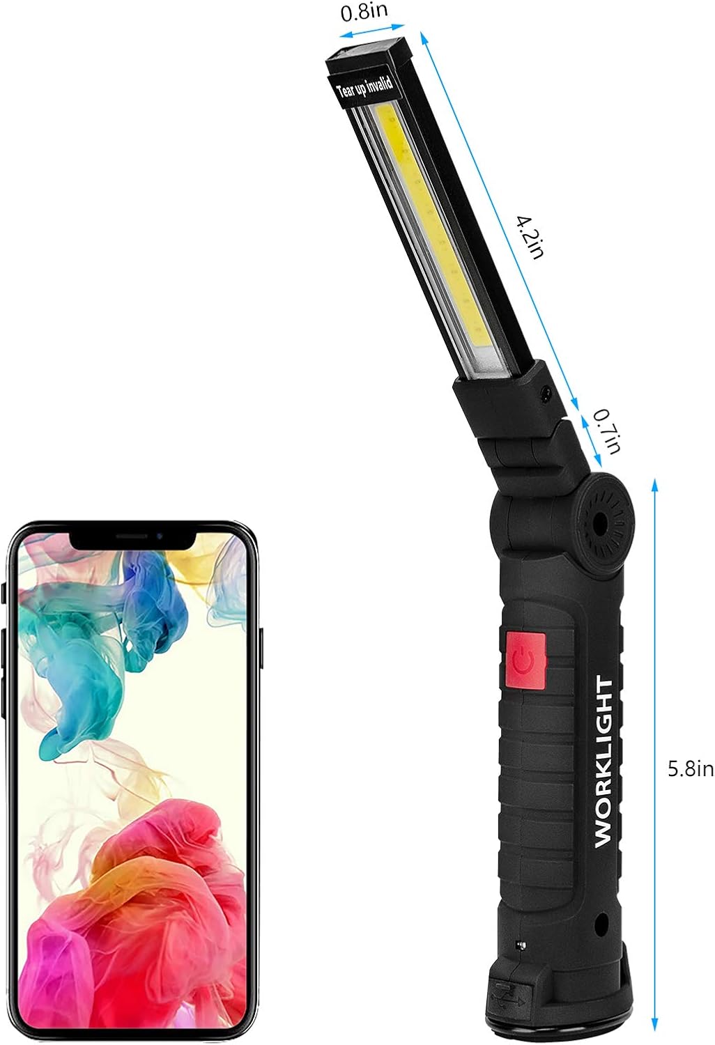 Gifts for Men 4Pack LED Flashlight, Rechargeable Work Lights with Magnetic Base Hook 360°Rotate and 5 Modes Bright LED Flashlight Inspection Light for Car Repair, Grill and Outdoor Use