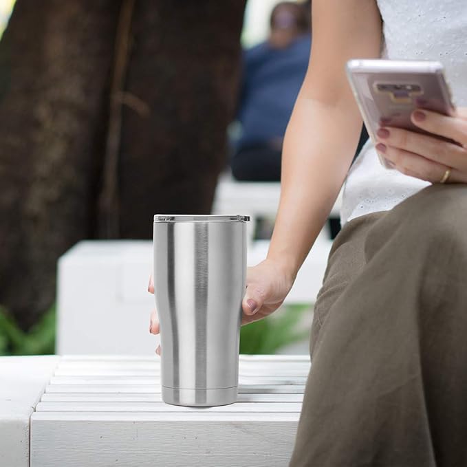 DOMICARE 20oz Tumbler with Lid Stainless Steel Tumblers Bulk, Double Wall Vacuum Insulated Coffee Travel Mug, 8 Count (Pack of 1) Stainless Steel