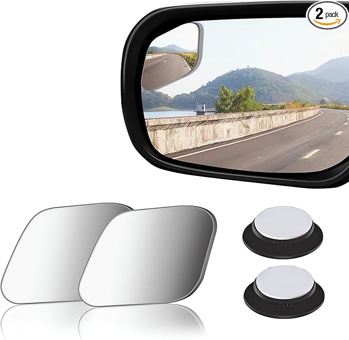 2 pcs Blind Spot Mirrors, HD Glass Convex 360° Wide Angle Side Rear View Mirror with ABS Housing for Cars SUV and Trucks