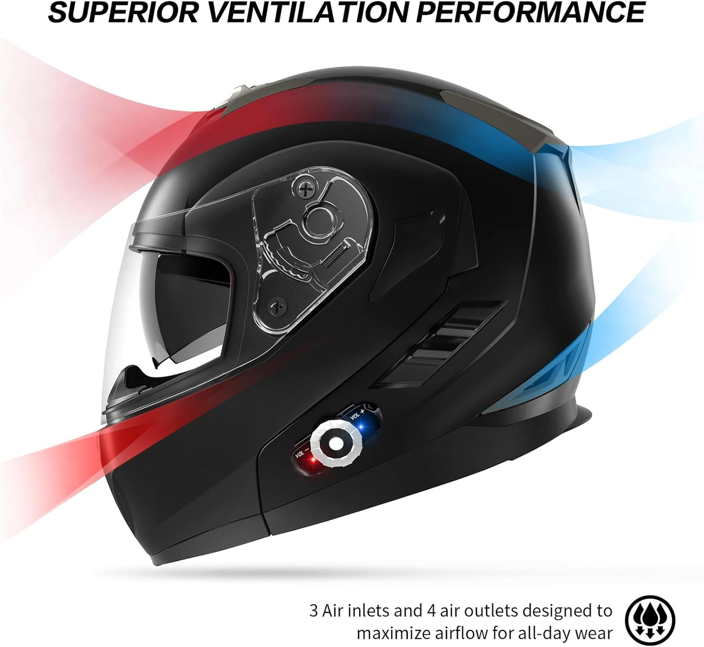Motorcycle Helmet Bluetooth 5.0 Integrated New EPS FreedConn BM2-S Modular Flip Up Dual Visor Motorbike Helmet DOT FMVSS-218 Approved MP3 FM for Adults Men Women