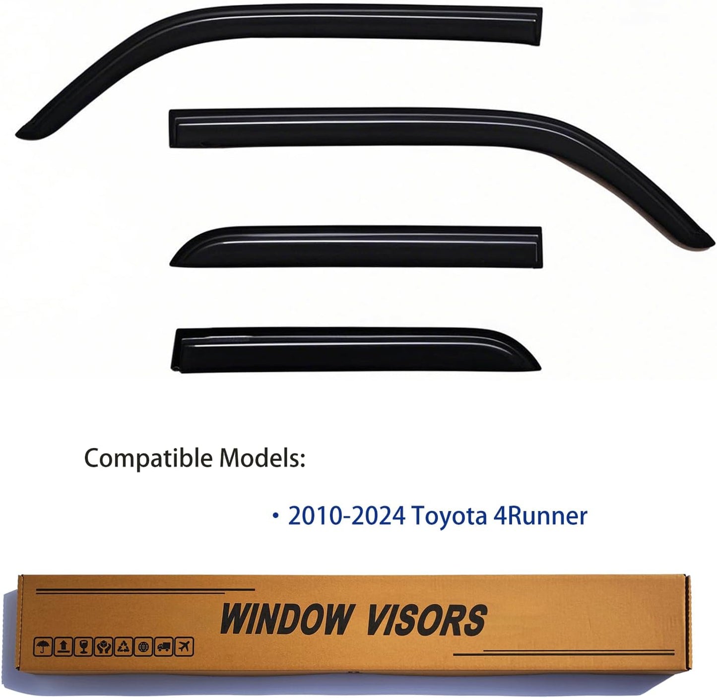 Window Visors Rain Guards fits 2010-2024 4Runner, Out-Channel Window Wind Deflectors Vent Shades Accessories, Dark Smoke 4 Pcs, 2011 2012 2013 2014 2015 2016 2017 2018 2019 2020 2021 2022 2023