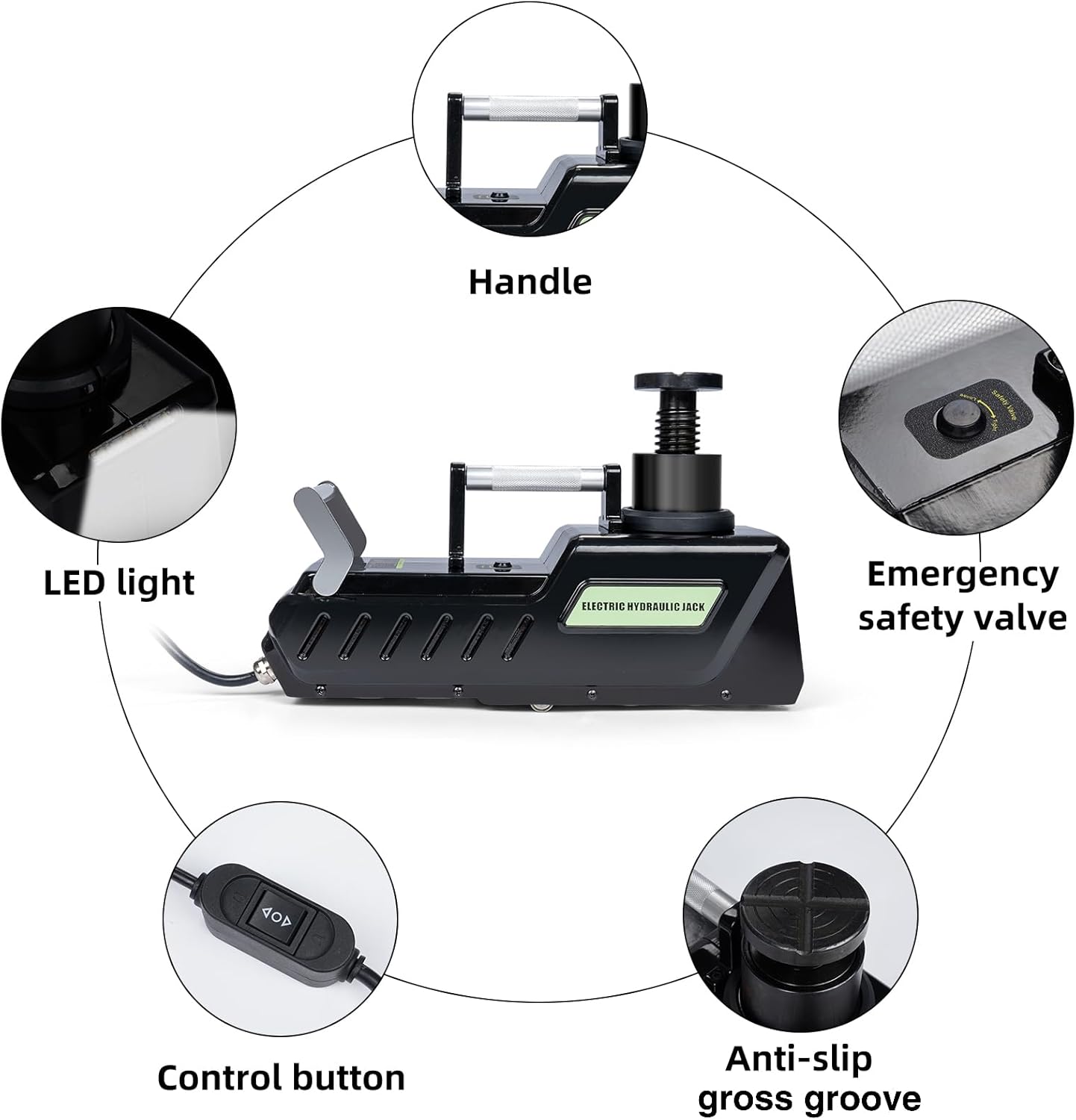 Anbull Electric Car Jack 15 Ton,Hydraulic Car Jack Kit 12V DC,Electric Floor Jack with LED Light for RVs,Vans,Trucks,SUVs Tires Change&Garage Repair