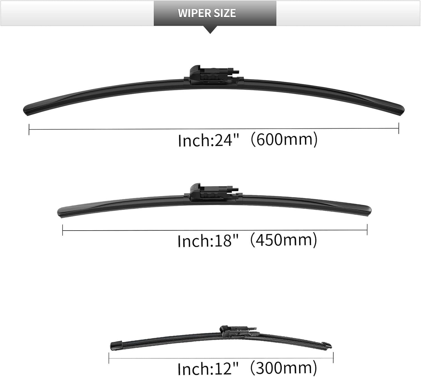 Replacement for BMW X1 2009-2015 Windshield Wiper Blades, 3 Pieces of Car Front and Rear Window Wiper Blades for BMW X1 2009 2010 2011 2012 2013 2014 2015