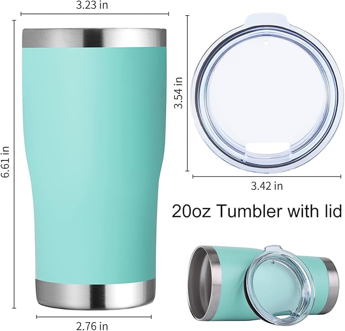DOMICARE 20oz Tumbler with Lid Stainless Steel Tumblers Bulk, Double Wall Vacuum Insulated Coffee Travel Mug Powder Coated Tumbler, 1 Count (Pack of 1) Light Blue