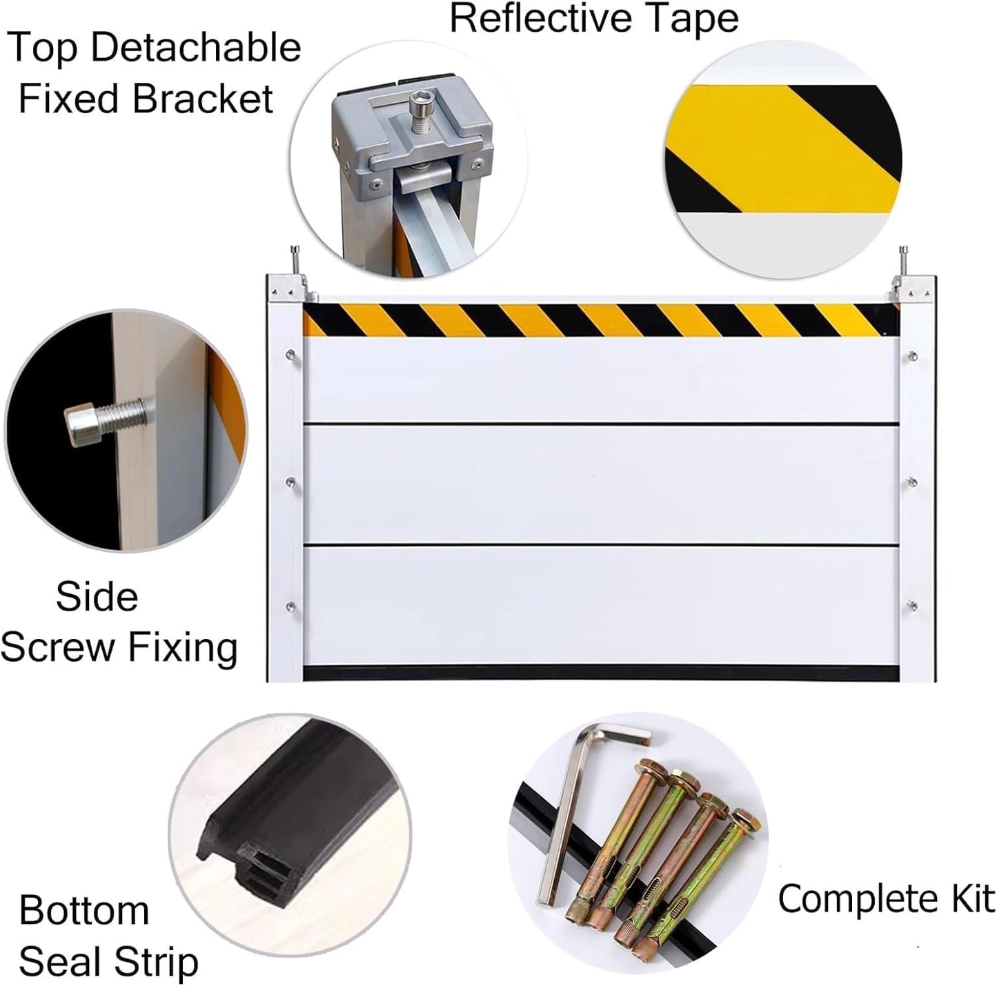 Reusable Heavy Duty Aluminum Flood Barriers for Home Exterior, Flood Protection Barriers Water Barrier Door Quick Detachable Garage Doors Detachable Mobile Rain Water Baffle ( H 15.7 inch L 10FT)