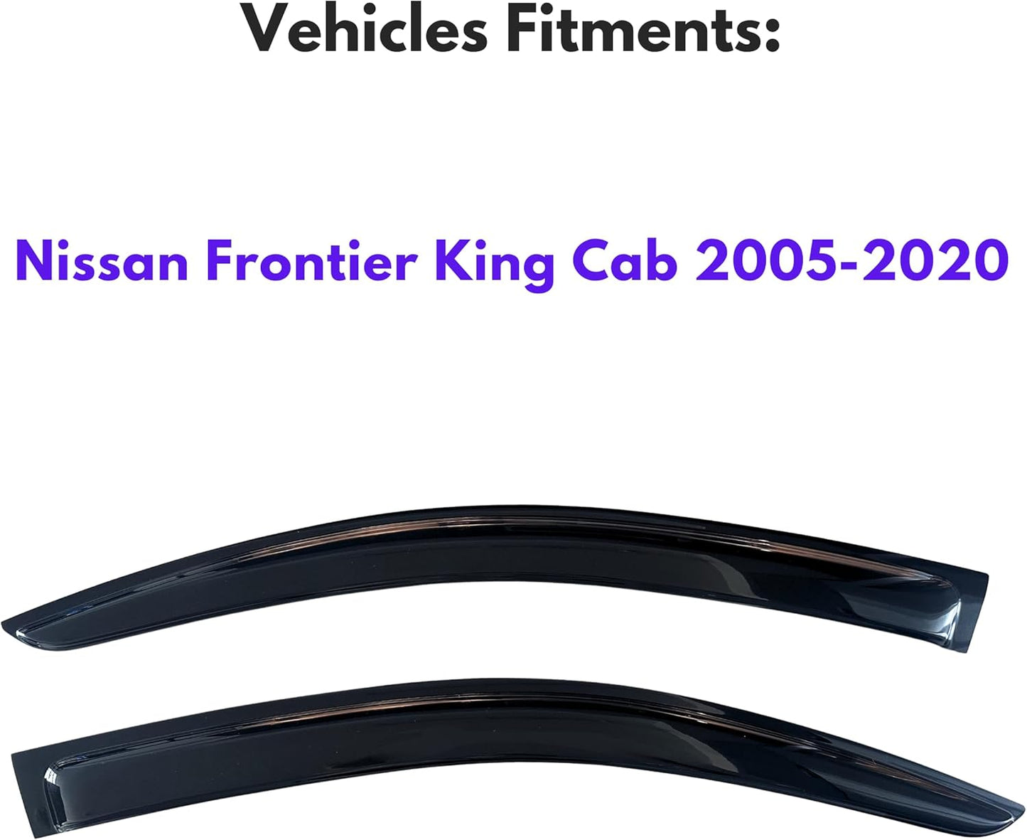 KPY Window Visor Compatible with Nissan Frontier King Cab 2005-2020, 2PC Rain Guard Side Window Vent Deflector Tape-On Style, 2006 2007 2008 2009 2010 2011 2012 2013 2014 2015 2016 2017 2018 2019 2020