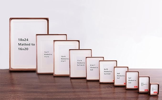 Natural Wood Photo Frames Inspired Tabletop Picture Frame with Mat, Vertical or Horizontal Display (Walnut, 6x8 matted to 5x7)
