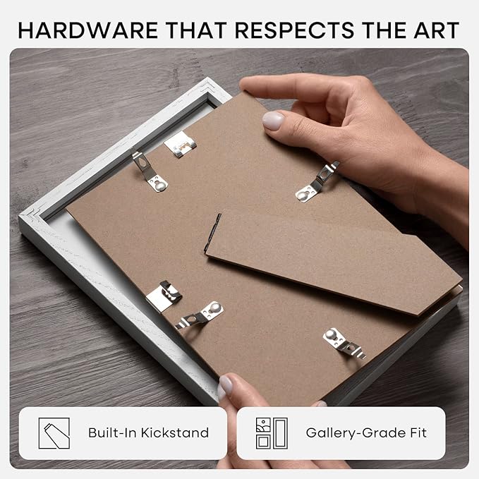 Homeforia 9x12 Frame White Wood, High End Oak 9 x 12 Picture Frames with Mat 7 by 10 Photo, 9by12 White Wooden Frame Matted to 7x10 Print, Wall or Tabletop Frames, Tempered Glass, Wall Kit, Set of 1