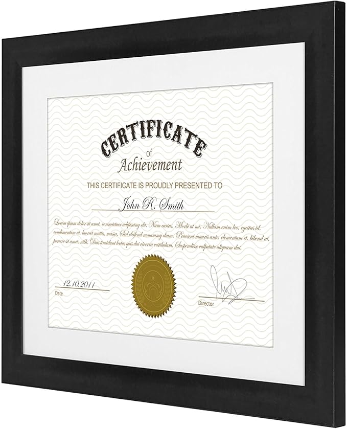 Americanflat 11x14 Black Diploma Frame - Displays 8.5x11 with Mat or 11x14 Inch Without Mat - Shatter-Resistant Glass - Hanging Hardware Included (2-Pack)