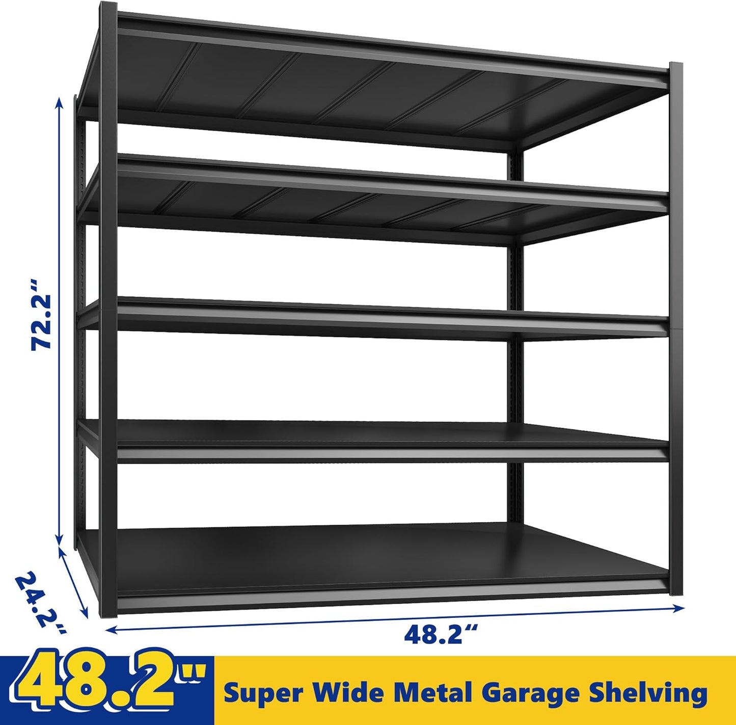 REIBII Garage Shelving 48.2" W Storage Shelves 3000LBS Metal Shelving Heavy Duty Adjustable Metal Shelf Industrial Pantry Shelves for Basement Garage Warehouse 72.2" H x 24.2" D x 48.2" W, 4 Pack