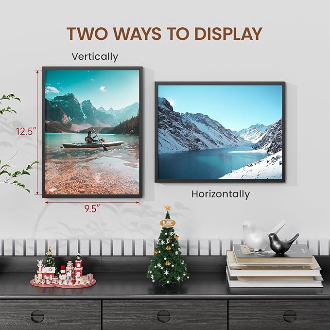 Heimlove 10x13 Metal Picture Frame,Black Aluminum Photo Frames-Real Tempered Glass,Wall Gallery Poster Puzzles Artwork frame Mounting Horizontally or Vertically Decor for Wall-3 Pack