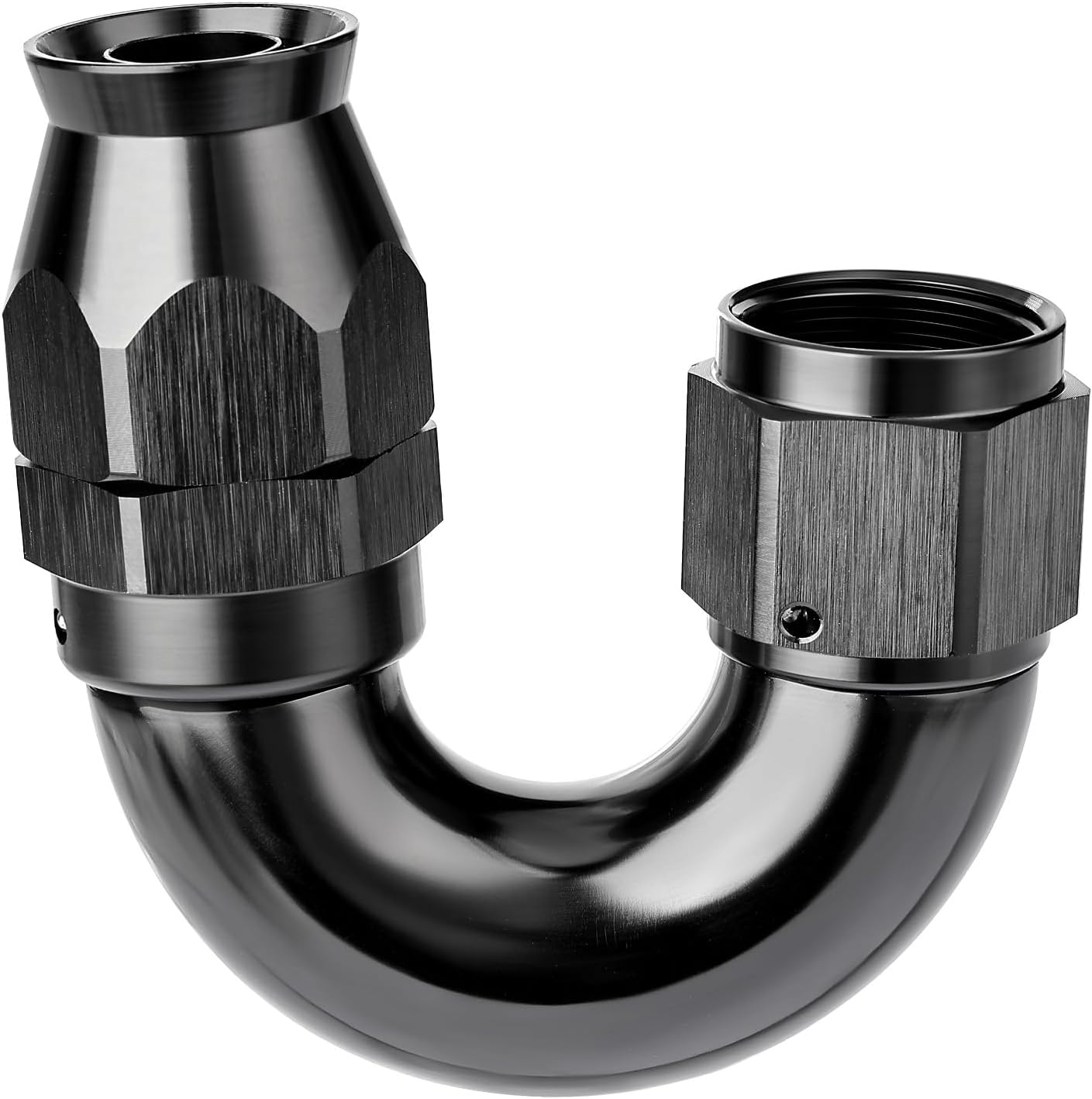 EVIL ENERGY 12AN 180 Degree PTFE One Piece Full Flow End Hose Fitting Aluminum Black