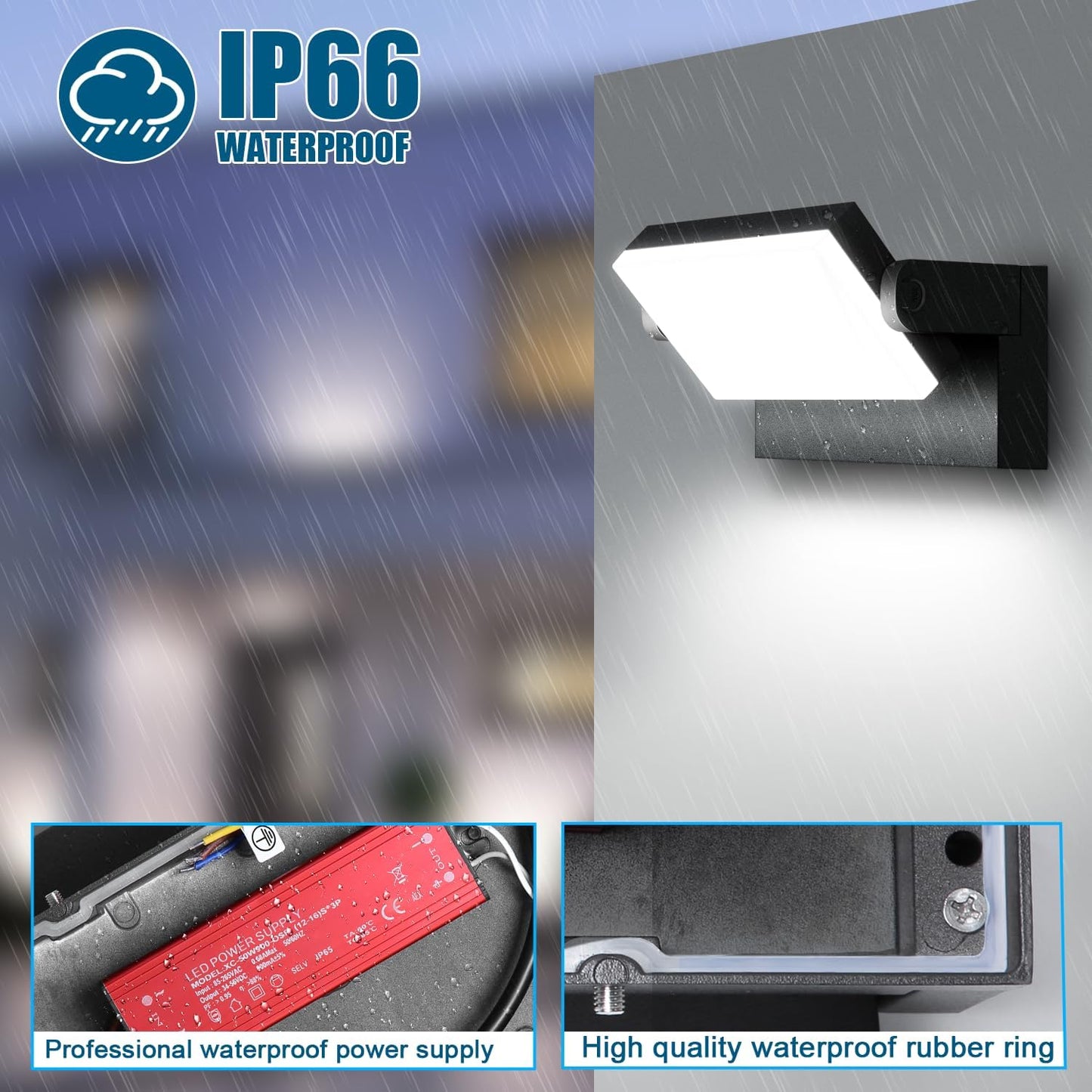 40W Outdoor Wall Light 360 °Rotatable Led Wall Pack Light, 5000K 4000LM Super Bright Wall Mount Lights, Waterproof Self-Developed Security Exterior Flood Lighting for Yard House 2Pack ﻿