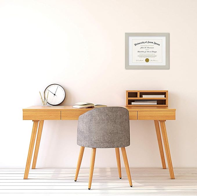 Americanflat 11x14 Diploma Frame with Shatter-Resistant Glass - Use as 8.5x11 Frame with Mat or Display 11x14 Documents Without Mat - Legacy Collection - Certificate Frames for Wall - Light Wood