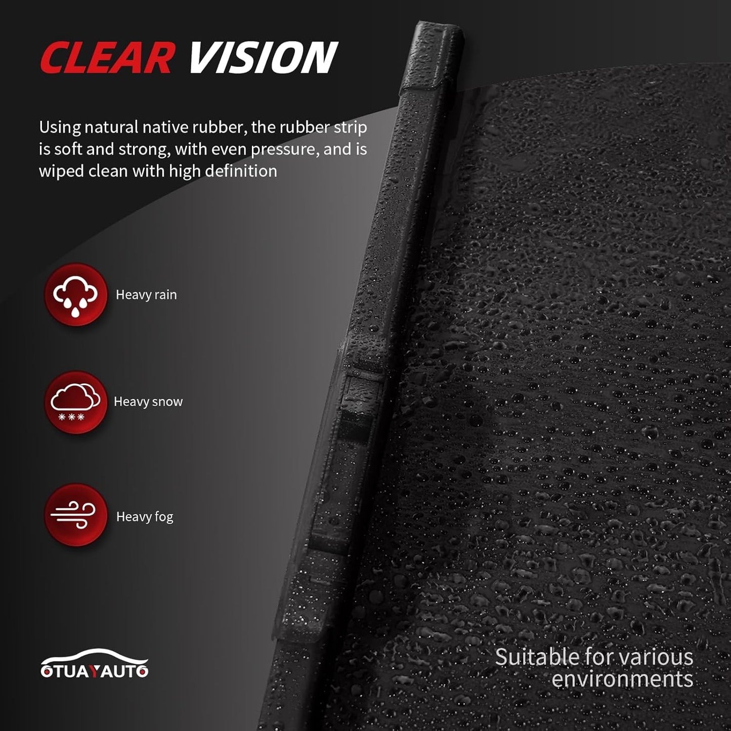 OTUAYAUTO Premium Windshield Wiper Blades - Replacement for Toyota 4Runner 2010-2022 - Precision Fit, All-Weather Performance, Front and Rear Wiper Blades, U Hook - 24"+20"+12" (Pack of 3)