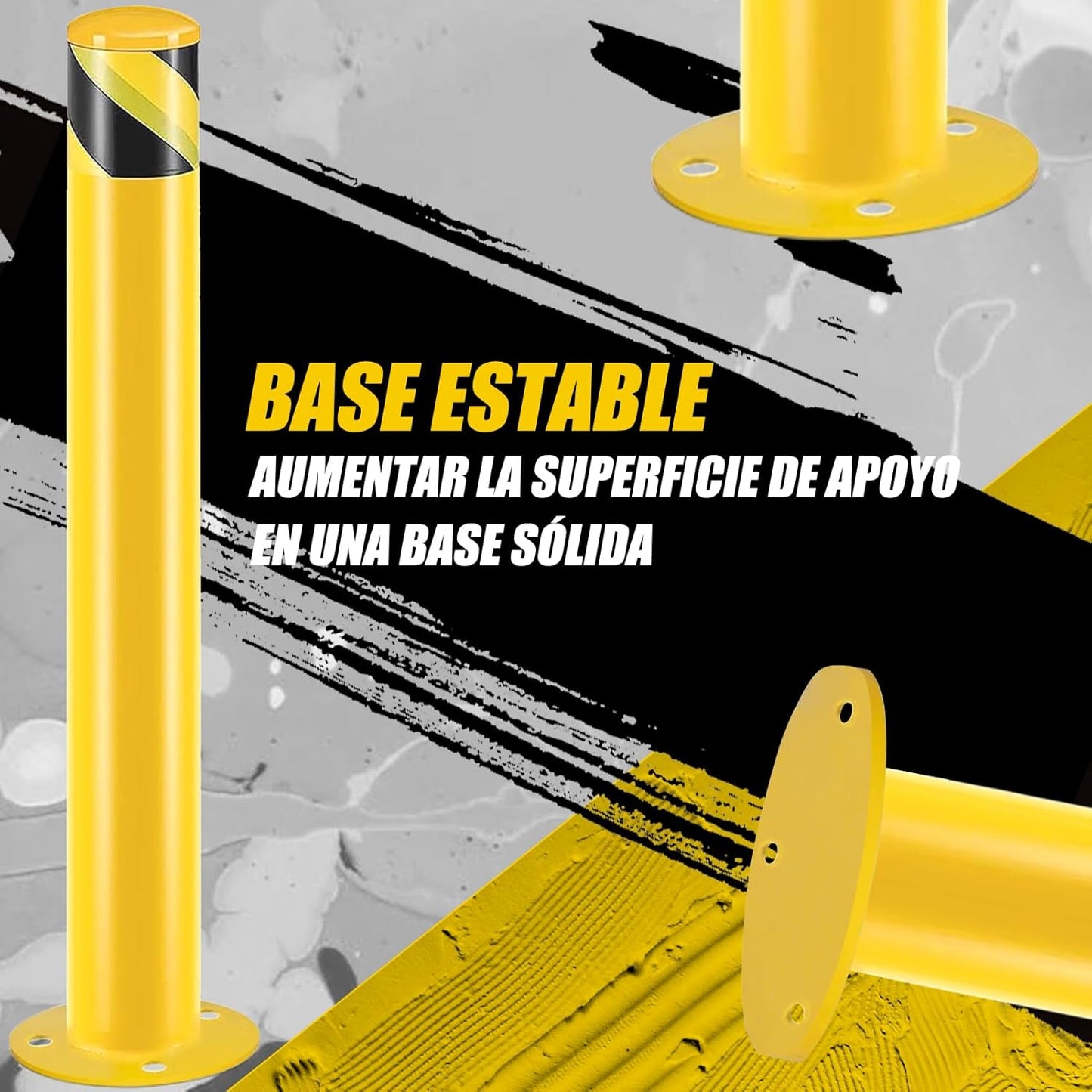 Safety Bollard Post, Steel Bollards,Parking Bollard, Yellow Powder Coated Safety Parking Barrier Post, for Traffic Sensitive Areas (12, 36"H*3"D)