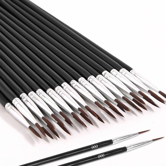 30Pcs Micro Paint Brushes Set with Protective Sleeve, Detail Paint Brushes #000 Fine Line Brushes Set for Watercolor, Acrylic, Crafts, Models