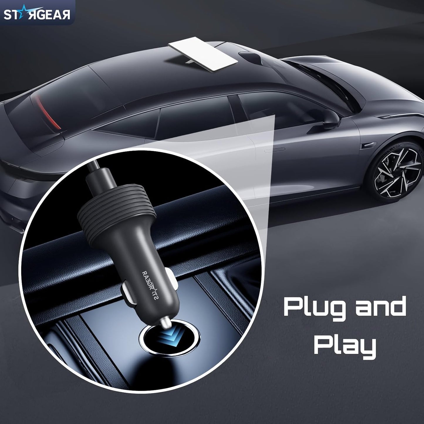 Starlink Mini Cable 12V 5M/16.4FT, Starlink Mini Accessories 16AWG Cigarette Lighter to DC Cord, Starlink Cable 12V-48V Car Charger Adapter (5M)