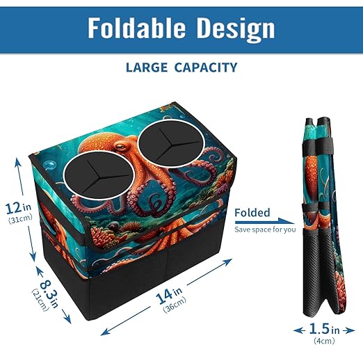 Car Trash Can Octopus Large Storage Garbage Can with Lid Hanging for Back Seat Leakproof Automotive Vehicle Trash Bin