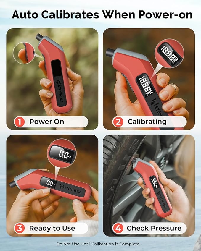 ETENWOLF T300 Digital Tire Pressure Gauge 3-200 PSI, Industrial Tire Gauge Calibrated to ANSI B40.7 Grade 2A(Plus-Minus 0.5%), Replaceable AAA Batteries (Vivid Orange)