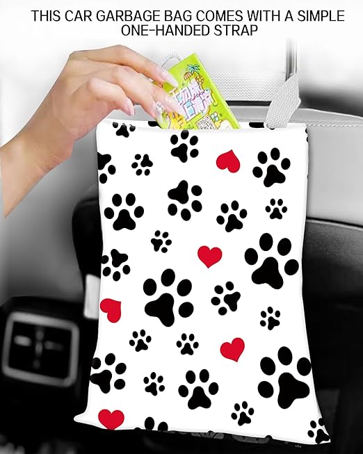 Car Garbage Can, Hanging Car Trash Can for Back Seat Organizer, Cute Dog Paws