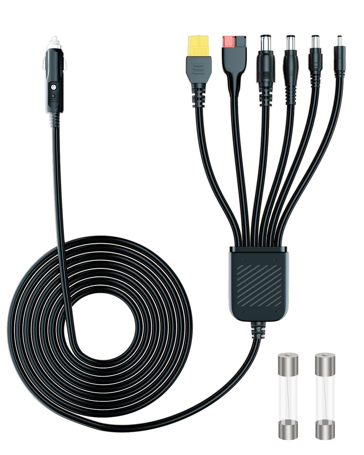 Car Charging Cable Compatible with Jackery Anker EcoFlow 16AWG Car Cigarette Lighter Charger to 6 in 1 Cable Cigarette Lighter Charging for Portable Power Station
