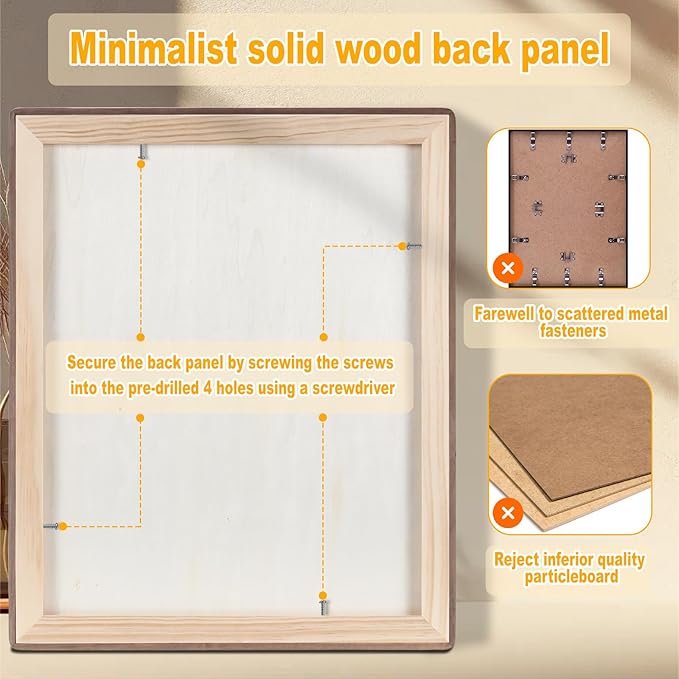 HELPLEX 12x16 Premium Picture Frame Set of 2 - Solid Walnut Wood, UV-Blocking Plexiglass, Convertible 8.5x11 Matted or 12x16 Open Display - Wall Art Gallery & Luxury Home Decor