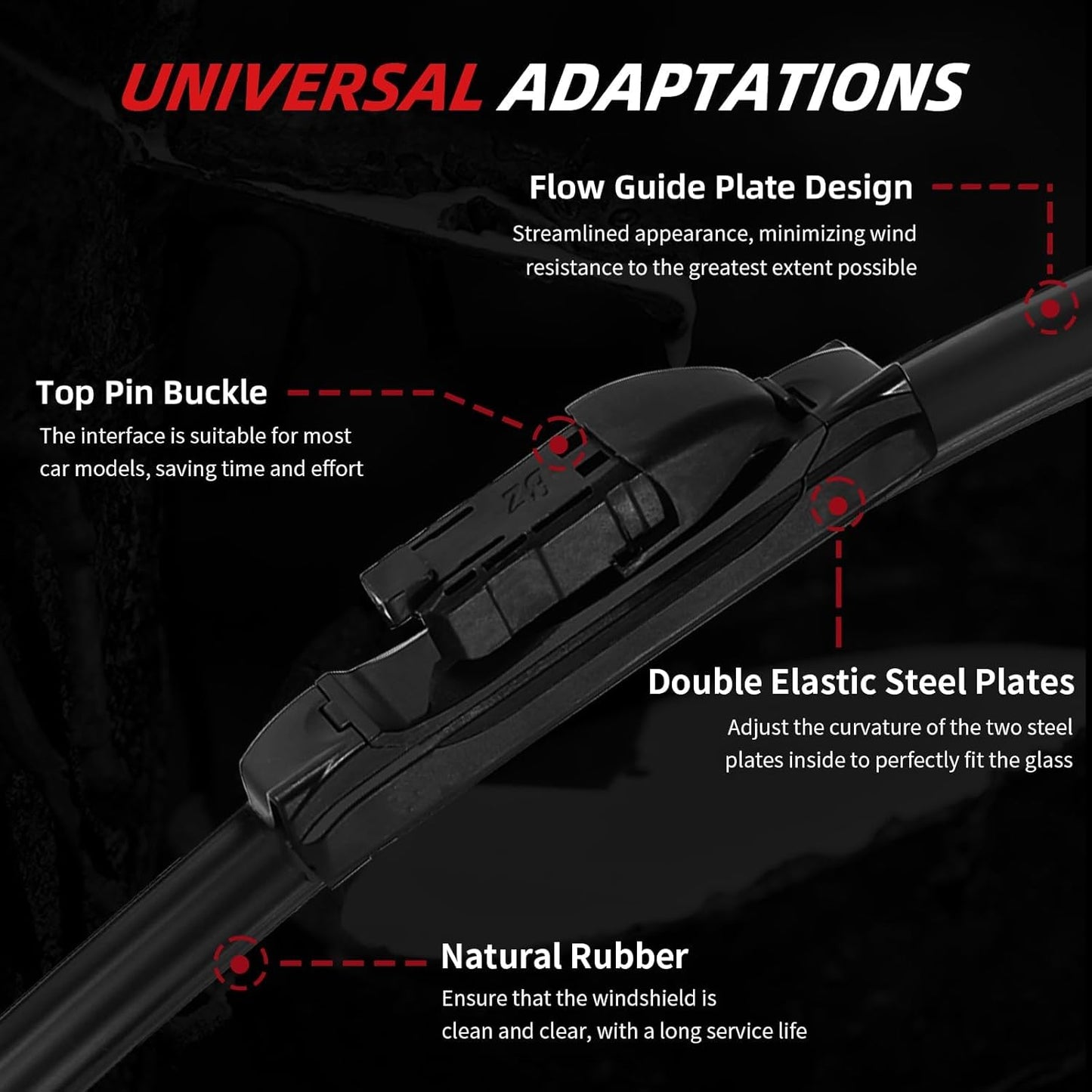 OTUAYAUTO Premium Windshield Wiper Blades - Replacement for Cadillac SRX 2010-2016 - Precision Fit, All-Weather Performance, Front and Rear Wiper Blades, Top Lock - 26"+17"+12" (Pack of 3)