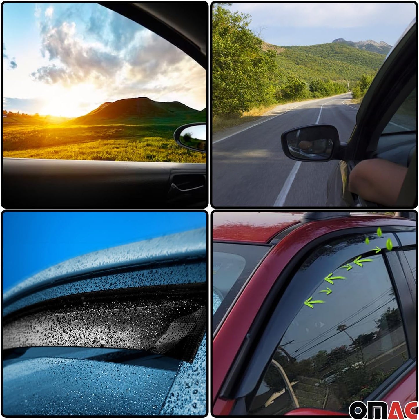 OMAC Window Visor Vent Rain Guard Deflector for Honda Civic 2006-2011 Sedan Smoke 4 Pcs