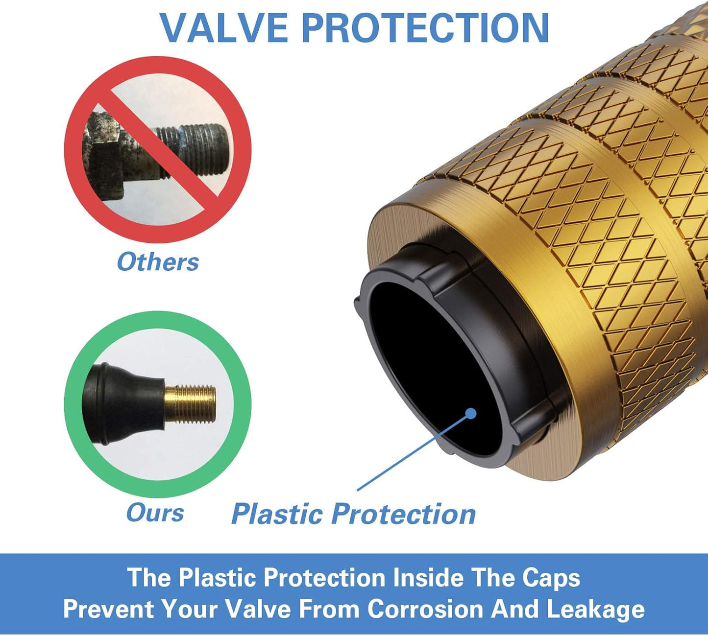 CKAuto Tire Valve Stem Caps, Golden Yellow, 4 pcs/Pack, Anodized Aluminum Tire Valve Cap Set, Corrosion Resistant, Universal Stem Covers for Cars Trucks Motorcycles SUVs and Bikes