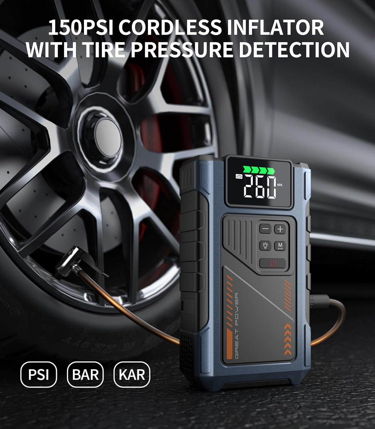 Car Battery Charger Jump Starter with Air Compressor, 4000A Jumper Box for Car Battery Portable Booster Jump Pack, 12V Jumpstart Combo 150PSI Tire Inflator Air Pump(Up to 8.0L Gas/6.5L Diesel)