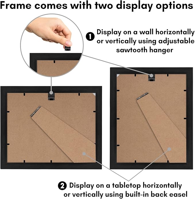 Americanflat 8.5x11 Diploma Frame in Black with Shatter Resistant Glass - Horizontal and Vertical Formats for Wall and Tabletop