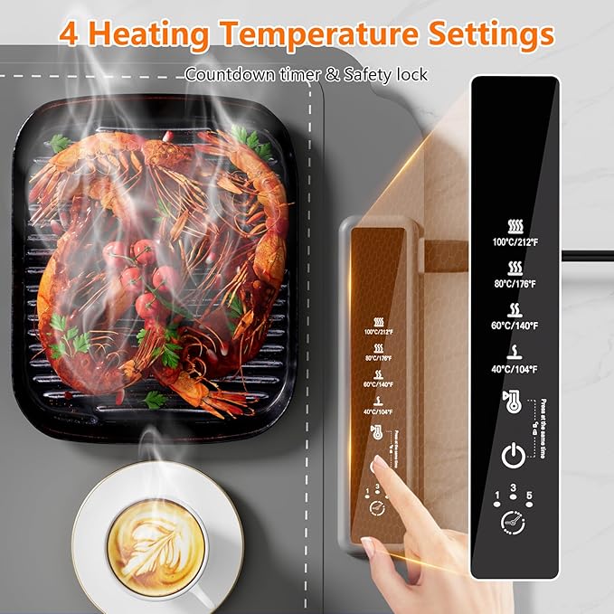 Warming Mat for Food, Electric Warming Tray, Fast Full Surface Graphene Electric Warming Tray, Extra Large Roll Up Silicone Food Warming Mat, Perfect for Gatherings, Parties &Everyday Use (Gray)