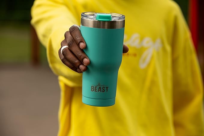 Beast 20 oz Tumbler Stainless Steel Vacuum Insulated Coffee Ice Cup Double Wall Travel Flask (Aquamarine Blue)