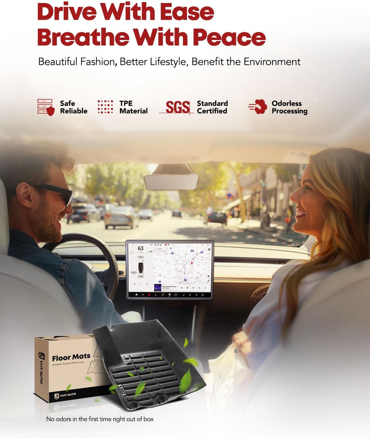 YHTAUTO Floor Mats Fit 2008-2013 Toyota Highlander(Not Hybrid), TPE All Weather Car Mats Waterproof Anti-Slip Odorless Floor Liner, Interior Car Accessories Front & 2nd Row Liner