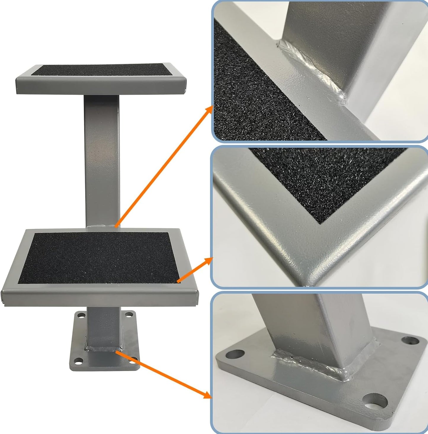 Universal 2 Double Steps Boat Trailer Ladder Boarding Step Fit for Trailer Tongue up to 3" x 4"