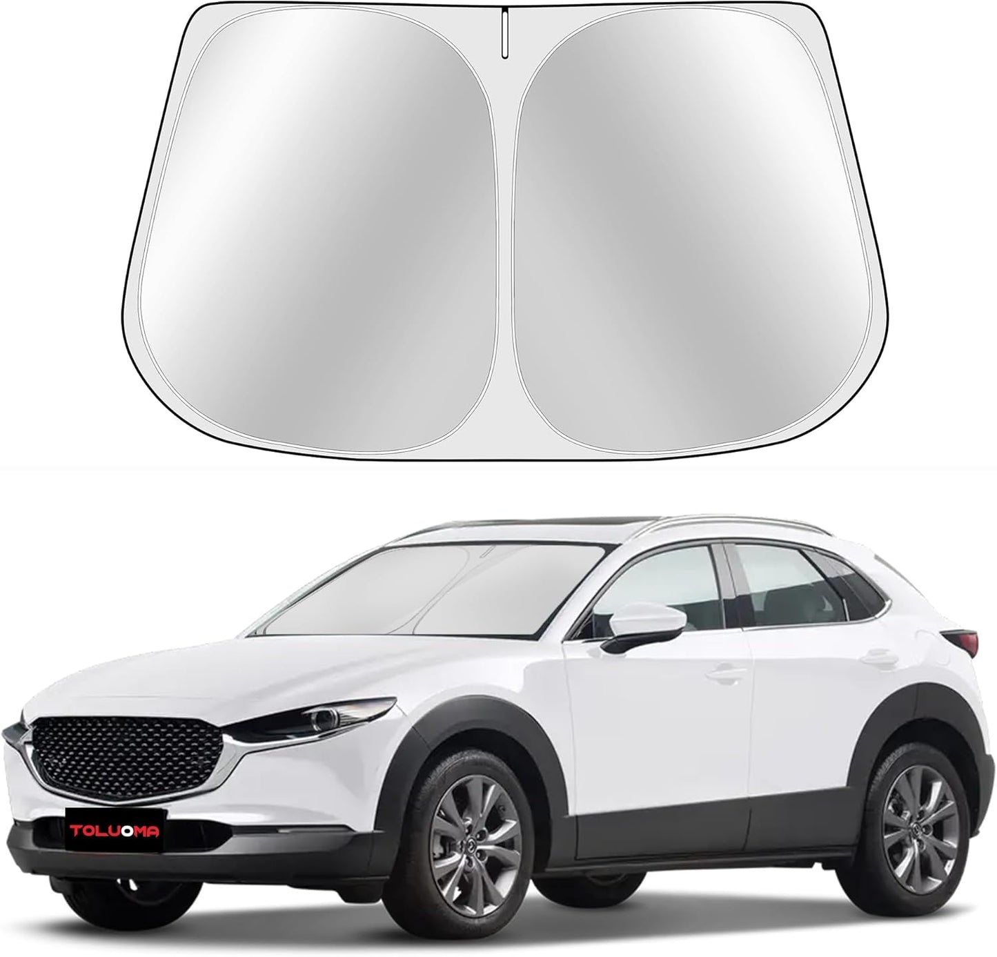 Custom Fit Windshield Sun Shade for Mazda CX-30 2019-2025 - CX30 Sunshade Full Coverage, 210T Reflective Fabric, Double-Layer Design - Blocks 99% UV Rays, Easy to Install and Store