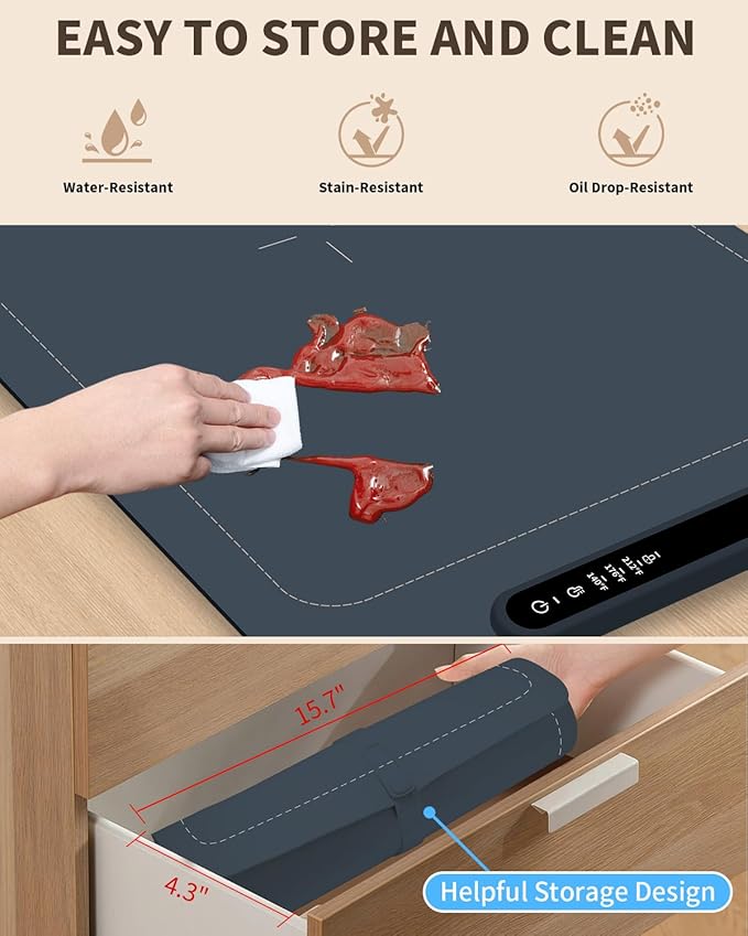 Food Warming Mat,Electric Warming Tray Food Warmer With Adjustable Temperature,Rollable Potable Silicone Heating Mat for Food,Versatile Kitchen Gadgets Home Essentials for Buffet Party Gathering