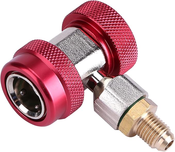 R134 A C Quick Connector Air Conditioning Coupler Adapter with Extractor Valve Core (red high voltage)