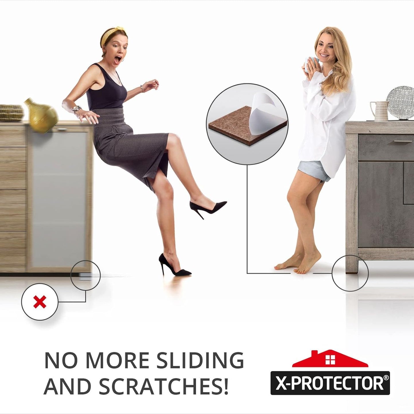 X-PROTECTOR Non Slip Furniture Pads – 24 pcs Premium Furniture Grippers 2"! Best SelfAdhesive Rubber Feet Furniture Feet – Ideal Non Skid Furniture Pad Floor Protectors – Keep Furniture in Place!