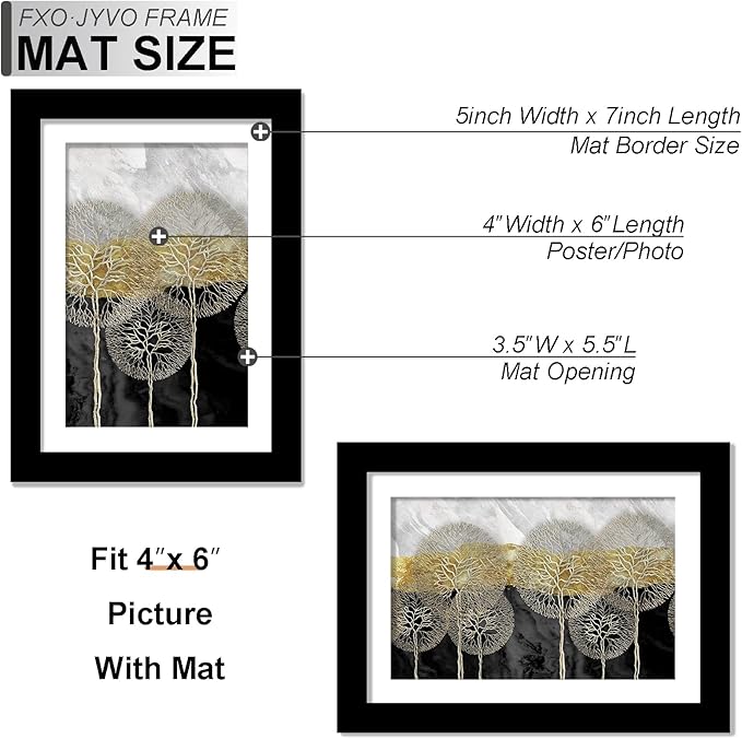 5x7 Picture Frame Set of 3, Display Photo 4x6 with Mat or 5 x 7 Without Mat, Light Weight and High Transparent 5 by 7 Frame for Wall - 3 Pack/Black/5"x7"
