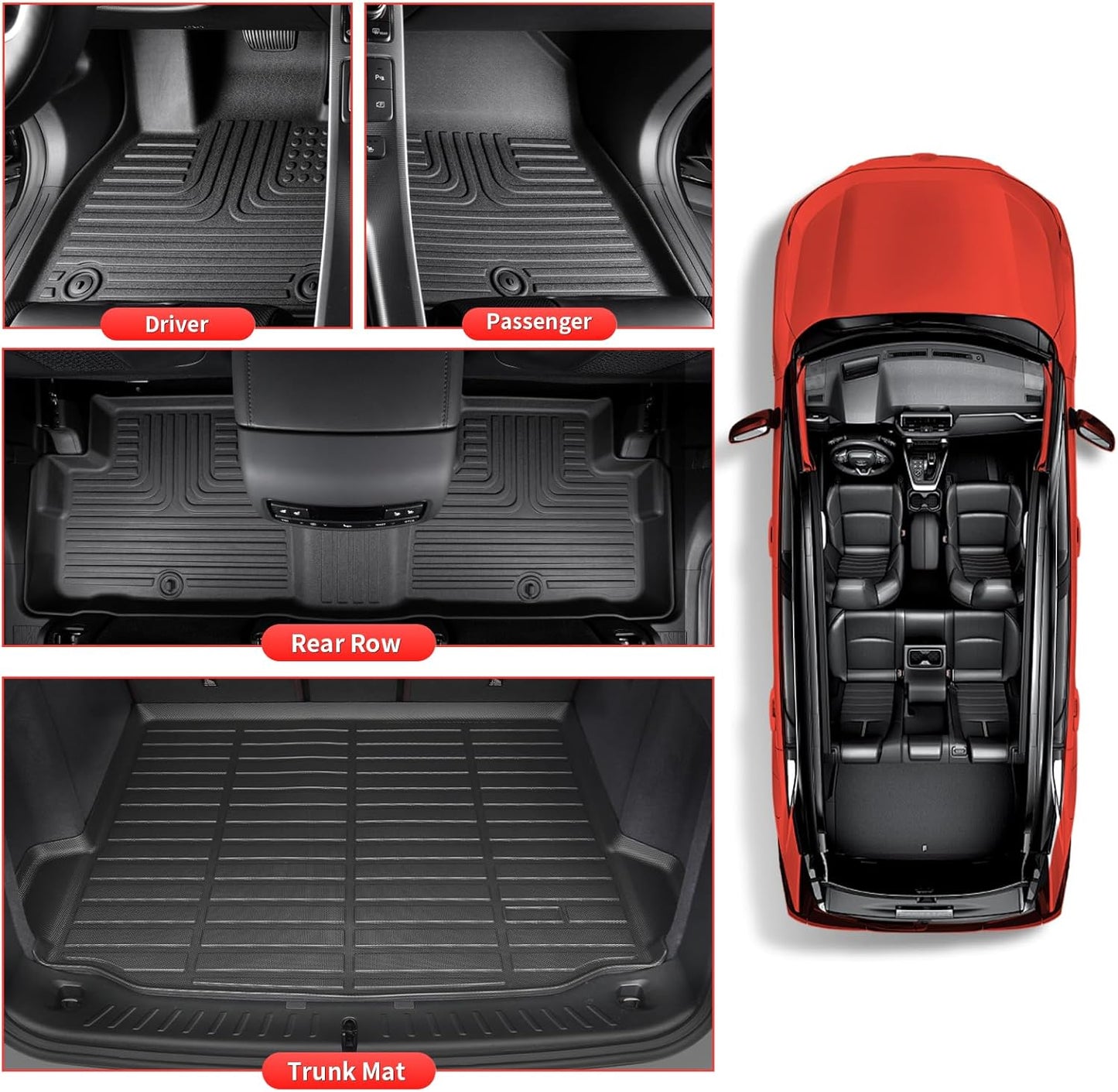Wayhigh-All Weather Floor Mats Fit for 2020-2023 CX-9 6 Seats TPE Car Mats Waterproof Heavy Duty Rubber Floor Liners for CX-9 Accessories