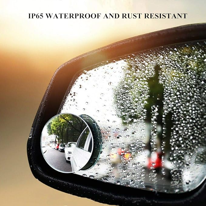 2 pcs Blind Spot Mirrors, 2" Round HD Glass Convex 360° Wide Angle Side Rear View Mirror with ABS Housing for Cars SUV and Trucks, Chrome, Pack of 2