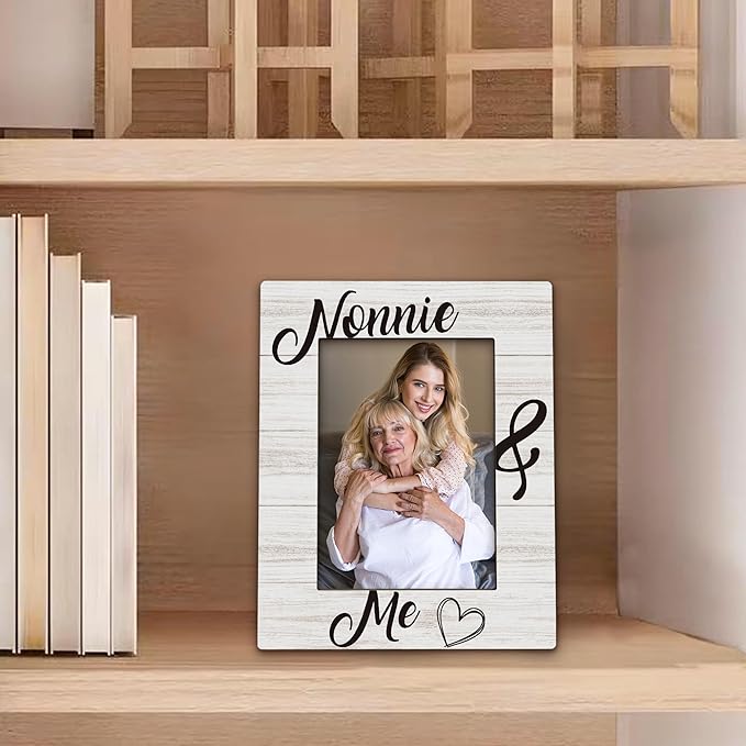 Nonnie Gifts Picture Frame 5x7, Grandma Photo Frame, Christmas Mothers Day Birthday Gifts for Nonnies from Grandkids, Nonnie and Me Wooden Picture Photo Frames for Desk Home Room Decor