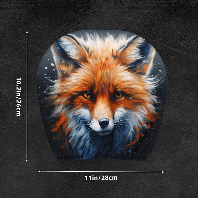 Dujiea 2 Pack Fox Watercolor Animal Car Headrest Covers, Universal Soft Car Seat Head Rest Cover Protector, Vehicle Accessories Fabric Headrest Cover for Cars Vans Trucks