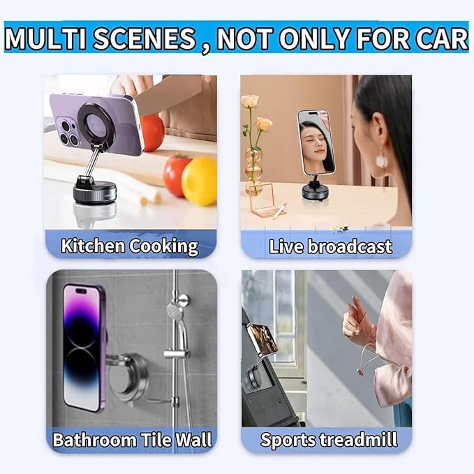 2026 Upgraded Vacuum Magnetic Car Phone Holder 360° Reinforced 96LBS Ultra Suction Cup Phone Mount for MagSafe Cell Phone Holders for Your Car/Gym/Mirror Mount for iPhone & Android