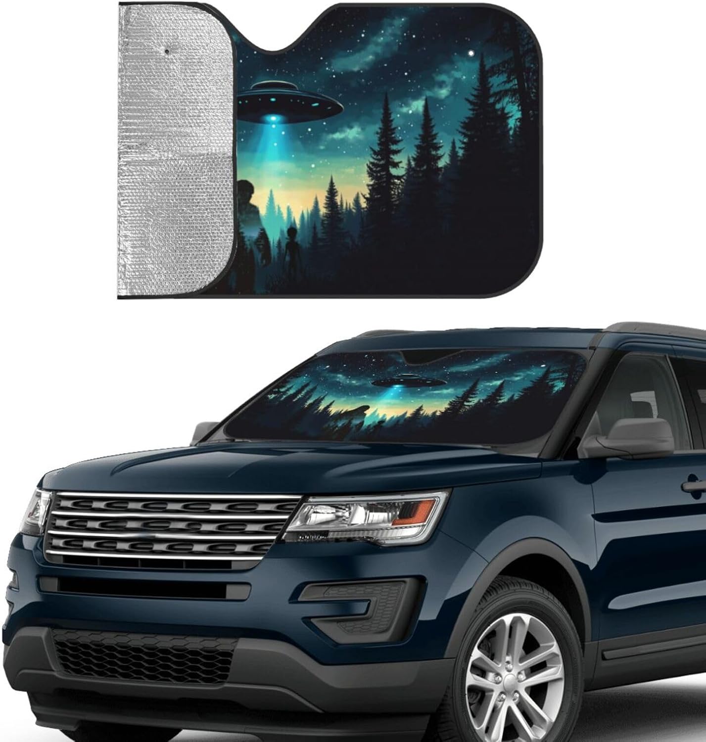 Alien Tree Car Sun Shade Windshield Sunshade Foldable Front Window Shield Cover for Truck SUV