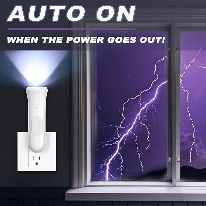 4 in 1 Emergency Lights for Home Power Failure, 4 Pcs Rechargeable LED Flashlight Plug in Wall, Automatic Turn-On Power Outage Night Light Flashlight for Hurricane Preparedness Items