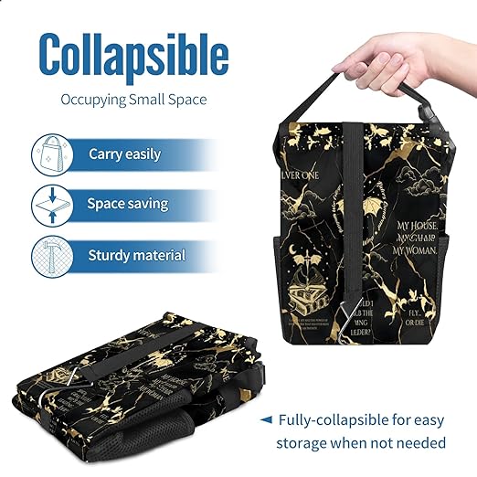 Fourth Wing Car Trash Can with Lid Collapsible Reusable Waterproof Car Garage Bag,Automotive Garbage Can,Car Accessories Interior Car Organizer